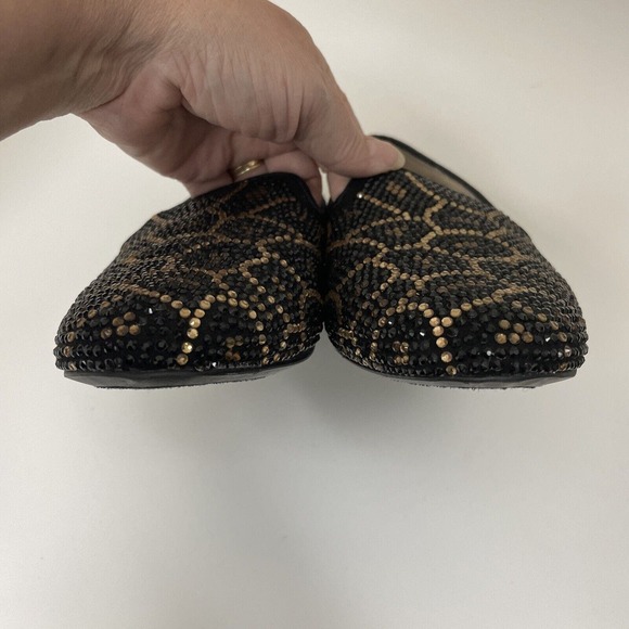 Steven Steve Madden Flats Loafers Size 10 Rhinestone Black Gold Bronze Madee-R - Picture 9 of 9